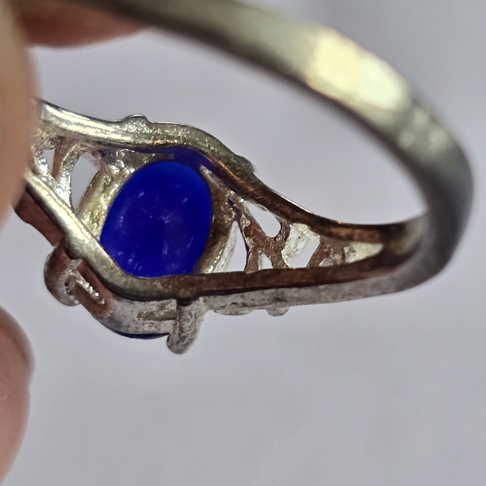 Blue gem ring silver tone size 5.75 5 3/4 classic elegant dainty - Picture 5 of 12